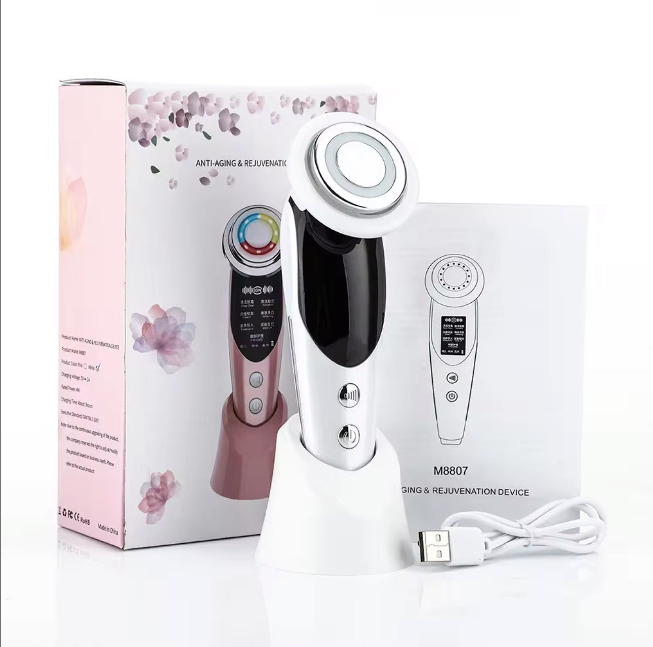 Anti-Aging Beauty Device White Kit Box Base USB - Beauty by Ouria | Appareil Anti-Âge Kit Blanc