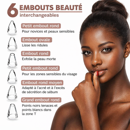 Blackhead Remover Vacuum 6 Interchangeable Beauty Heads All Skin Types Guide - Beauty by Ouria | Aspirateur 6 Embouts Beauté Interchangeables Tous Types Peau