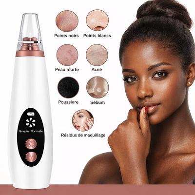 Blackhead Remover Vacuum Black Woman 7 Skin Concerns Blackheads Sebum Acne - Beauty by Ouria | Aspirateur Points Noirs Femme Noire 7 Problèmes Peau Sébum Acné