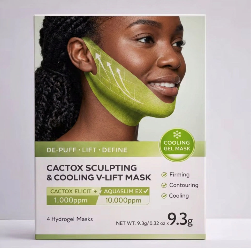 Cactox Sculpting Cooling V-Lift Mask Box 4 Hydrogel Masks - Beauty by Ouria | Masque Lifting V Contour Visage