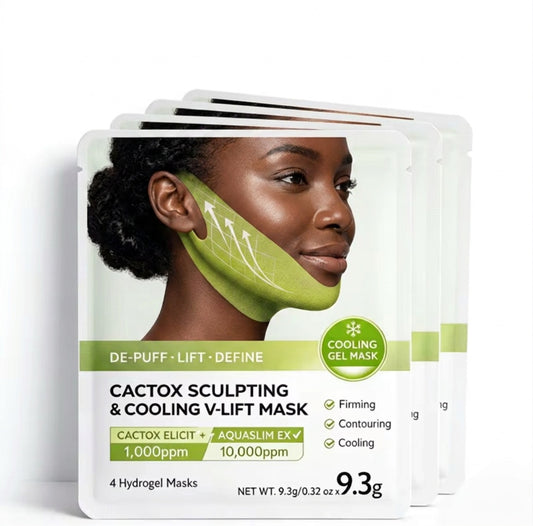 Cactox Sculpting Cooling V-Lift Mask Sachets 4 Pack - Beauty by Ouria | Masque Lifting Sachets Hydrogel