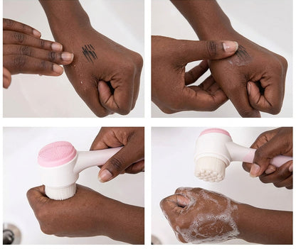 Facial Cleansing Brush 4 Panel Usage Demo Hands Foam - Beauty by Ouria | Démonstration 4 Étapes