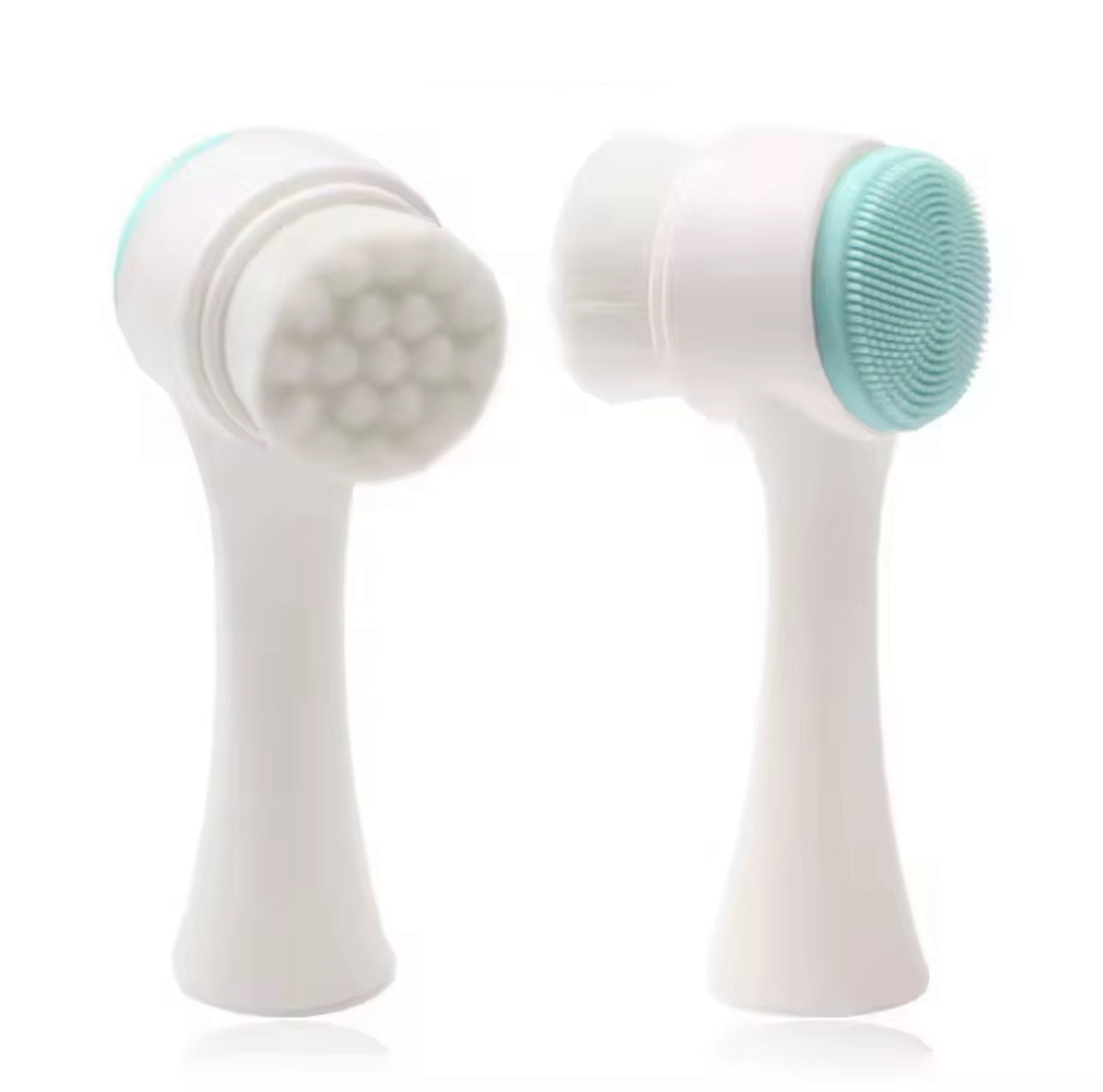 Facial Cleansing Brush Double Sided Silicone Soft White Background - Beauty by Ouria | Brosse Nettoyante Double Face