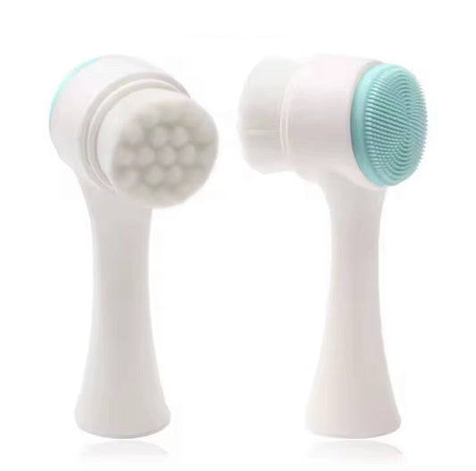 Facial Cleansing Brush Double Sided Silicone Soft White Background - Beauty by Ouria | Brosse Nettoyante Double Face