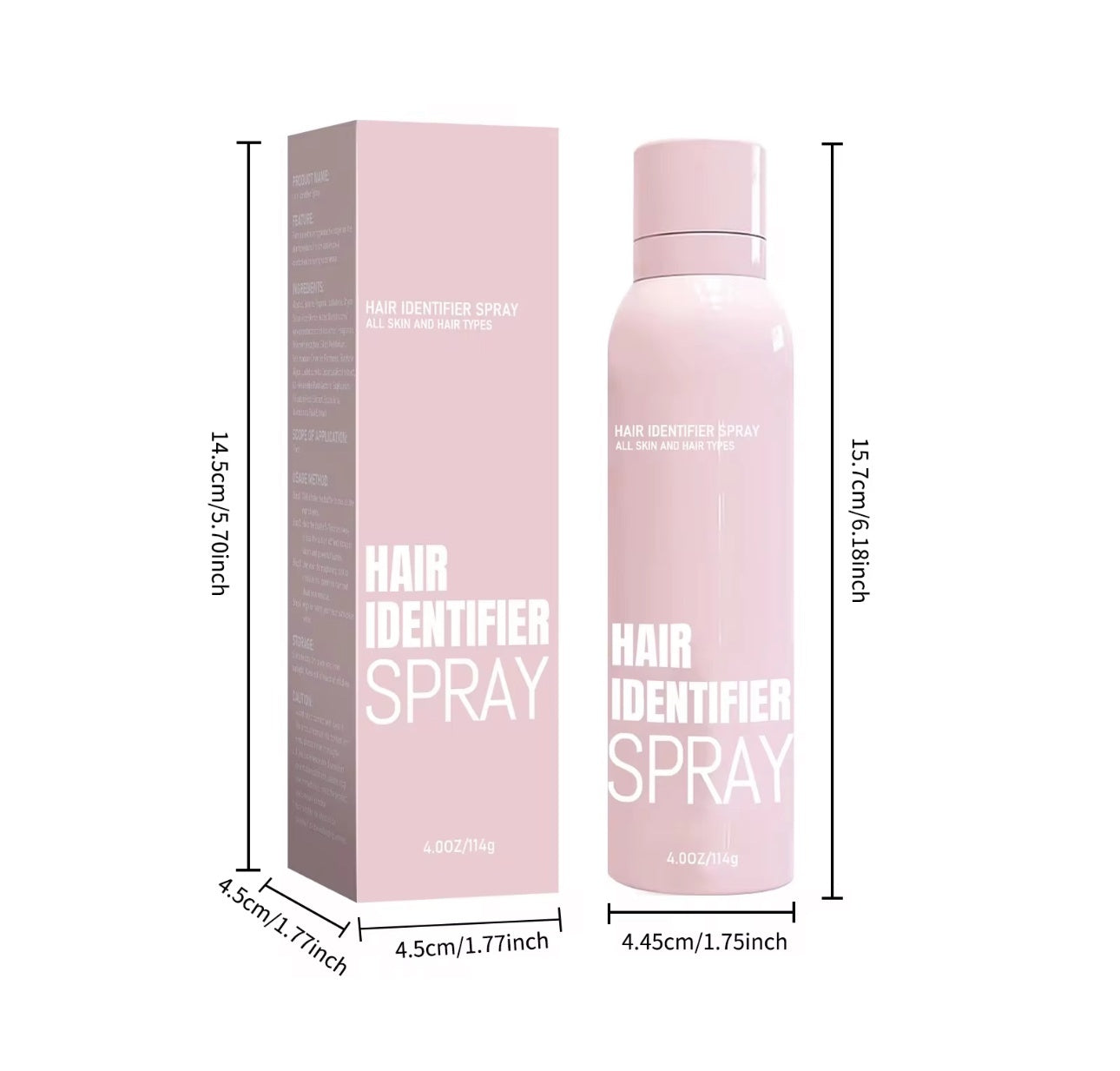 Hair Identifier Spray Pink Version Dimensions Box - Beauty by Ouria | Spray Dépilation Rose Dimensions