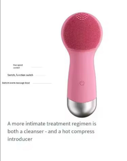 Silicone Face Brush 5 Speeds Warm Massage Head - Beauty by Ouria | 5 Vitesses Tête Chauffante Massage