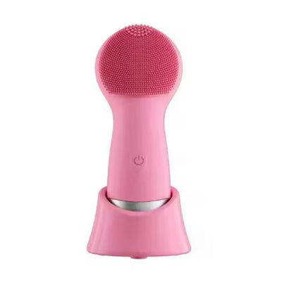 Silicone Face Brush Pink Charging Stand - Beauty by Ouria | Brosse Visage Silicone Rose Socle Charge