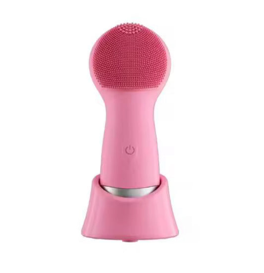 Silicone Face Brush Pink Charging Stand - Beauty by Ouria | Brosse Visage Silicone Rose Socle Charge