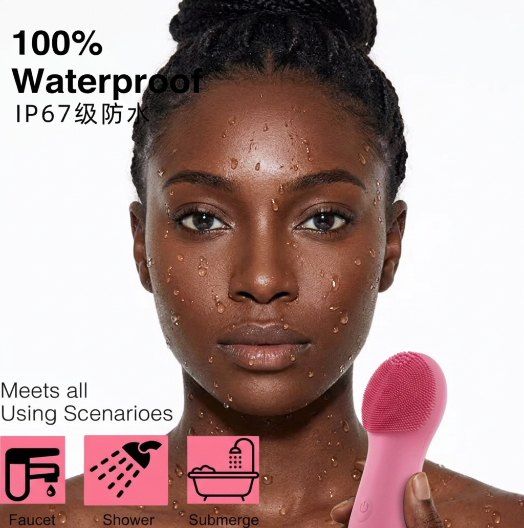 Silicone Face Brush Waterproof IP67 Shower Faucet Bath - Beauty by Ouria | Étanche IP67 Douche Robinet Bain