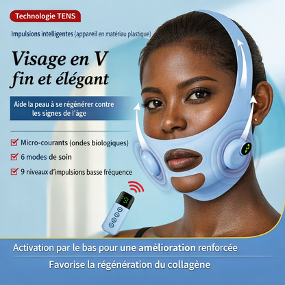 V-Line Face Lifting Mask TENS V Shape Collagen Regeneration Black Woman - Beauty by Ouria | Visage V Régénération Collagène Femme Noire