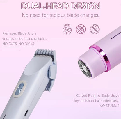 Women Dual Head Electric Shaver R-Blade No Cuts No Nicks Safe Trim Design - Beauty by Ouria | Rasoir Double Tête Lame-R Sans Coupure Rasage Sécurisé