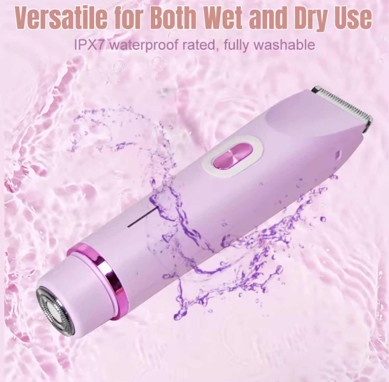 Women Dual Head Electric Shaver Wet Dry Use IPX7 Waterproof Fully Washable - Beauty by Ouria | Rasoir Usage Humide Sec IPX7 Étanche Entièrement Lavable